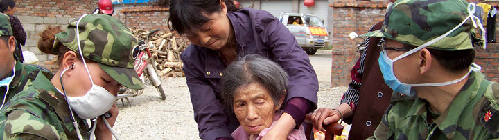 Woman's blood pressure taken in China