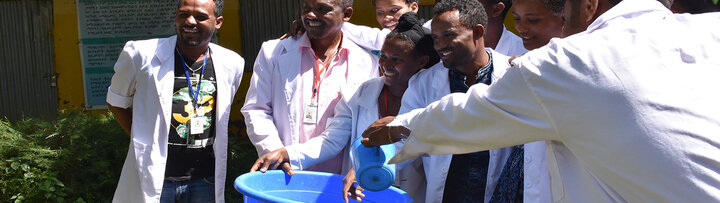 Health workers in Ethiopia pose for WASH photo