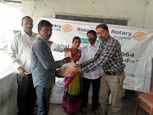 Distribution of dry ration nutritional support) to people affected by leprosy at Kushnapally, Telangana State, India. credit: Lepra